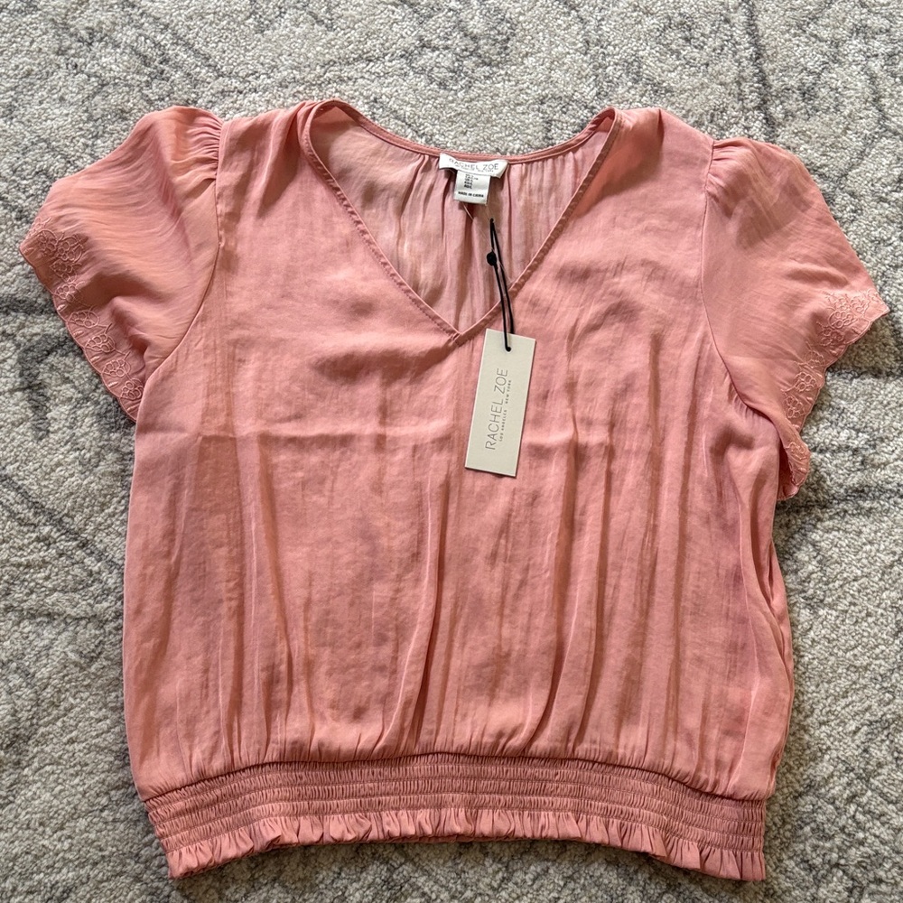 Rachel Zoe Blush V-Neck Blouse